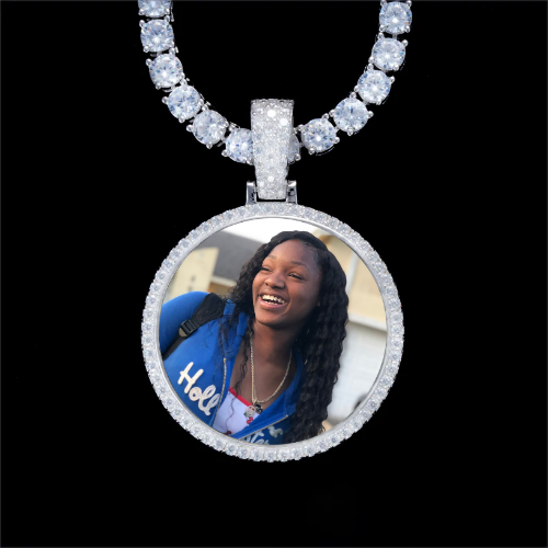 925S & VVS Moissanite 3D Circle Custom Picture Pendant