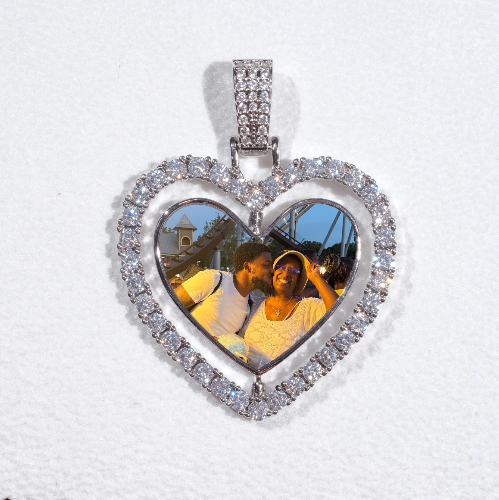 3D Spinning 2-Faced Heart Custom Picture Pendant