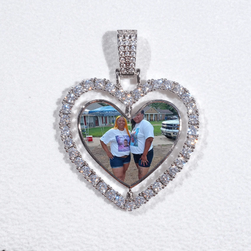 3D Spinning 2-Faced Heart Custom Picture Pendant