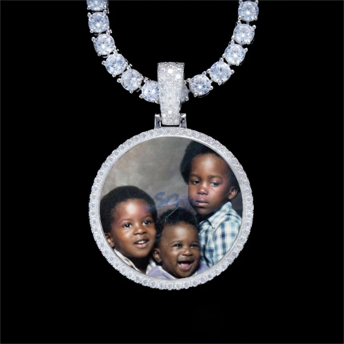925S & VVS Moissanite 3D Circle Custom Picture Pendant