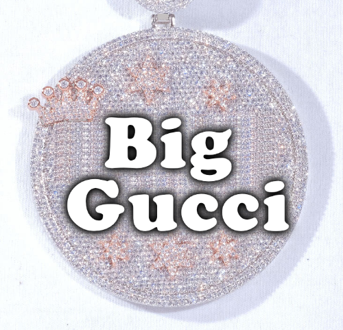 CUSTOM LETTER NECKLACE 3D BIG CROWN DISC
