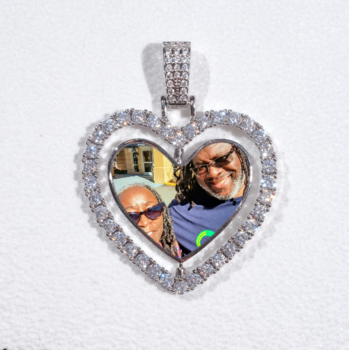 3D Spinning 2-Faced Heart Custom Picture Pendant