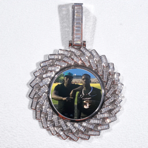 Large 3D Baguette Custom Picture Pendant