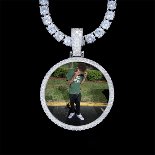 925S & VVS Moissanite 3D Circle Custom Picture Pendant