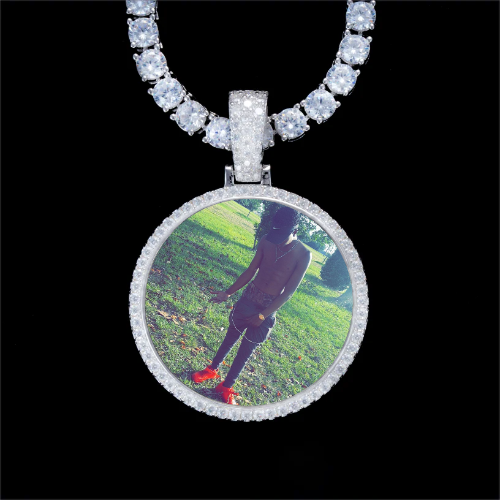 925S & VVS Moissanite 3D Circle Custom Picture Pendant
