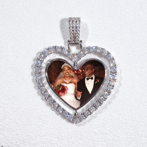 3D Spinning 2-Faced Heart Custom Picture Pendant