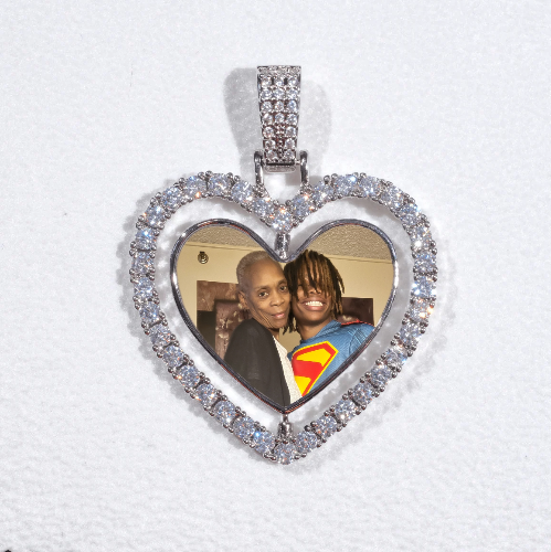 3D Spinning 2-Faced Heart Custom Picture Pendant