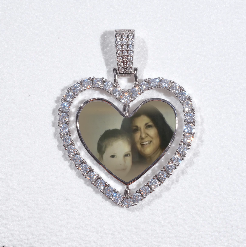 3D Spinning 2-Faced Heart Custom Picture Pendant