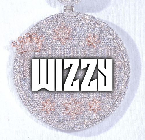 CUSTOM LETTER NECKLACE 3D BIG CROWN DISC