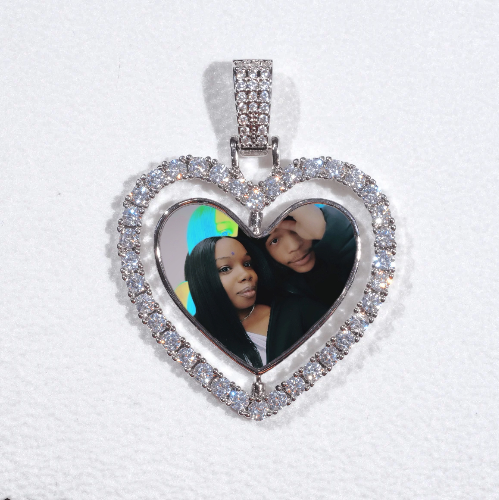 3D Spinning 2-Faced Heart Custom Picture Pendant