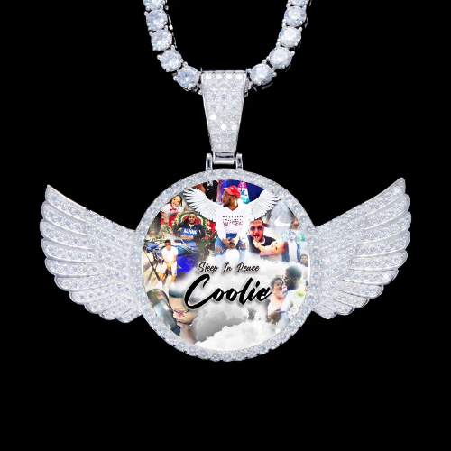 925S & VVS Moissanite 3D Wing Custom Picture Pendant