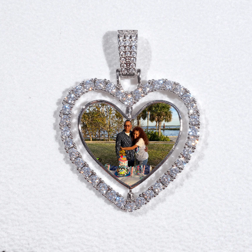 3D Spinning 2-Faced Heart Custom Picture Pendant