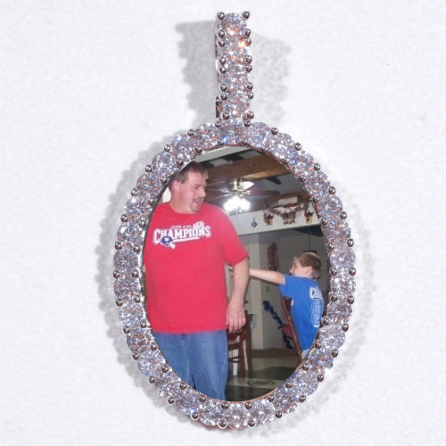 Large 3D Oval Custom Picture Pendant
