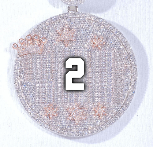 CUSTOM LETTER NECKLACE 3D BIG CROWN DISC