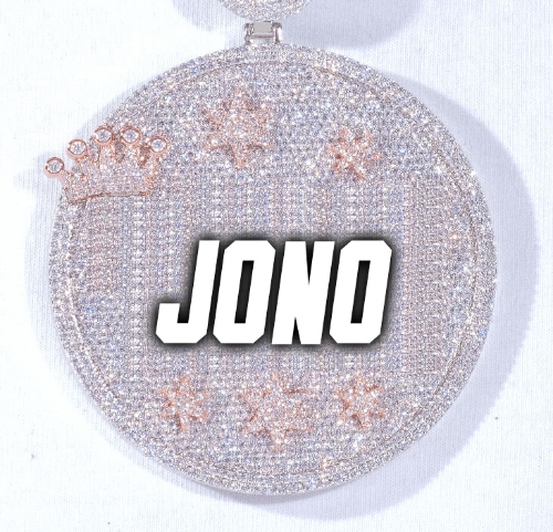 CUSTOM LETTER NECKLACE 3D BIG CROWN DISC