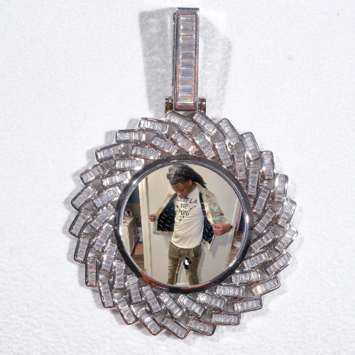 Large 3D Baguette Custom Picture Pendant