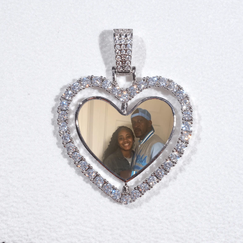 3D Spinning 2-Faced Heart Custom Picture Pendant
