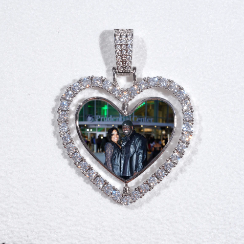 3D Spinning 2-Faced Heart Custom Picture Pendant