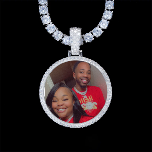 925S & VVS Moissanite 3D Circle Custom Picture Pendant