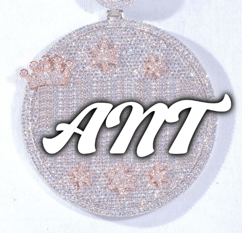 CUSTOM LETTER NECKLACE 3D BIG CROWN DISC
