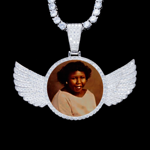 925S & VVS Moissanite 3D Wing Custom Picture Pendant