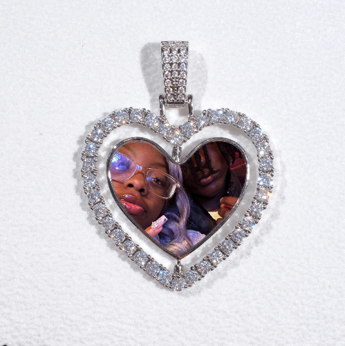 3D Spinning 2-Faced Heart Custom Picture Pendant