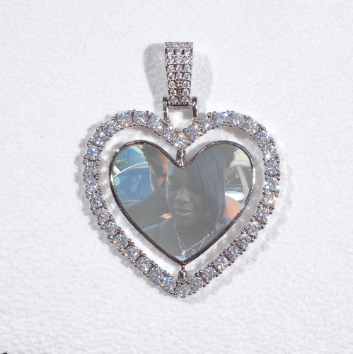 3D Spinning 2-Faced Heart Custom Picture Pendant