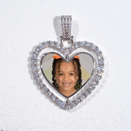 3D Spinning 2-Faced Heart Custom Picture Pendant