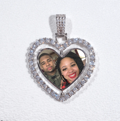 3D Spinning 2-Faced Heart Custom Picture Pendant