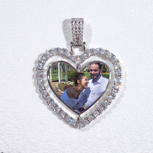 3D Spinning 2-Faced Heart Custom Picture Pendant