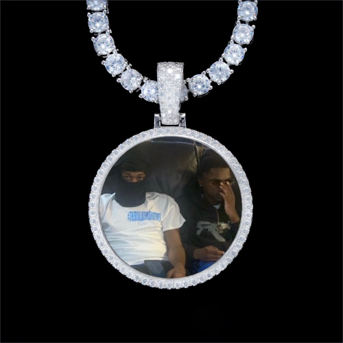 925S & VVS Moissanite 3D Circle Custom Picture Pendant