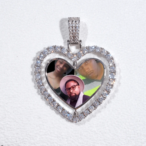 3D Spinning 2-Faced Heart Custom Picture Pendant
