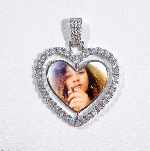3D Spinning 2-Faced Heart Custom Picture Pendant