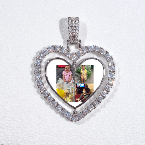 3D Spinning 2-Faced Heart Custom Picture Pendant