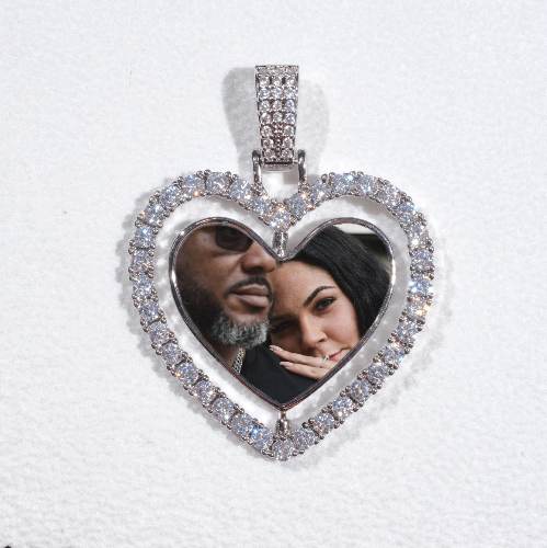 3D Spinning 2-Faced Heart Custom Picture Pendant
