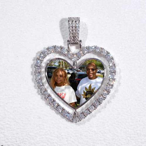 3D Spinning 2-Faced Heart Custom Picture Pendant