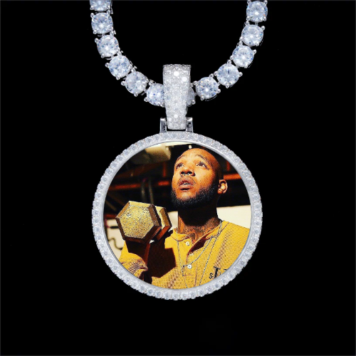 925S & VVS Moissanite 3D Circle Custom Picture Pendant