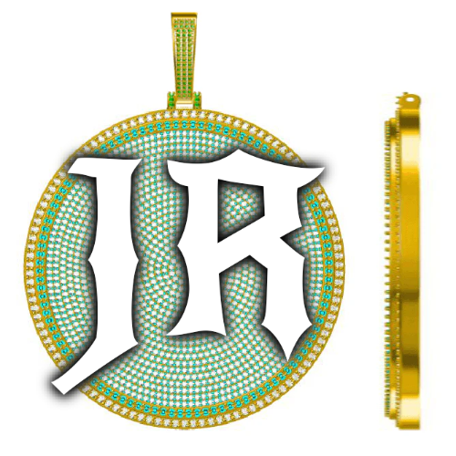 CUSTOM LETTER NECKLACE 3D BIG DISC