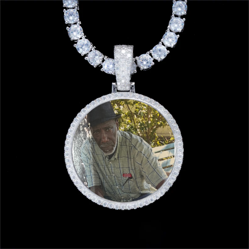 925S & VVS Moissanite 3D Circle Custom Picture Pendant