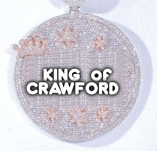 CUSTOM LETTER NECKLACE 3D BIG CROWN DISC
