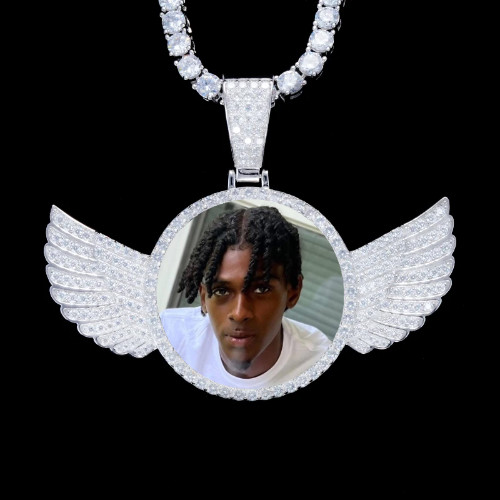 925S & VVS Moissanite 3D Wing Custom Picture Pendant