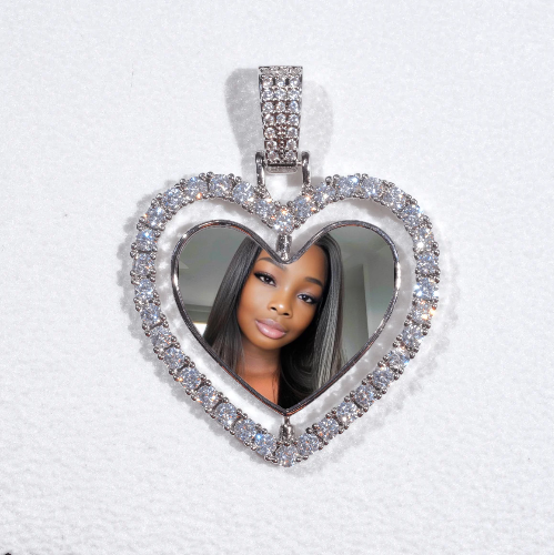 3D Spinning 2-Faced Heart Custom Picture Pendant