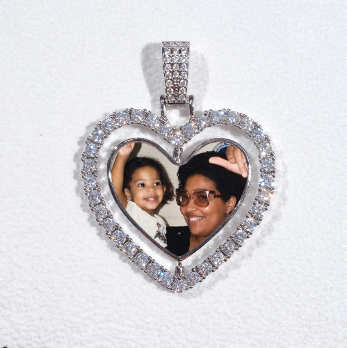 3D Spinning 2-Faced Heart Custom Picture Pendant