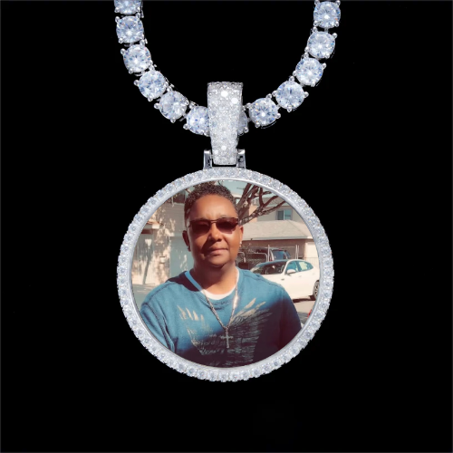 925S & VVS Moissanite 3D Circle Custom Picture Pendant