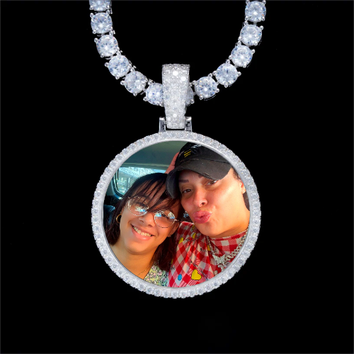 925S & VVS Moissanite 3D Circle Custom Picture Pendant