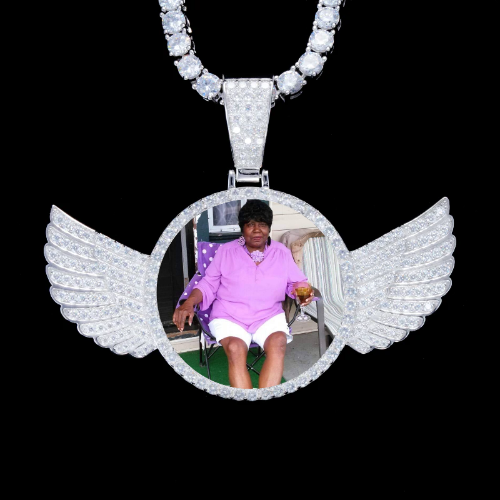 925S & VVS Moissanite 3D Wing Custom Picture Pendant