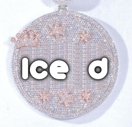 CUSTOM LETTER NECKLACE 3D BIG CROWN DISC