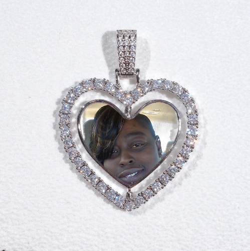 3D Spinning 2-Faced Heart Custom Picture Pendant