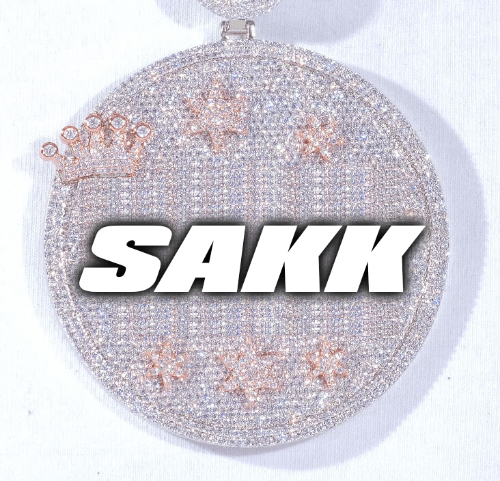 CUSTOM LETTER NECKLACE 3D BIG CROWN DISC