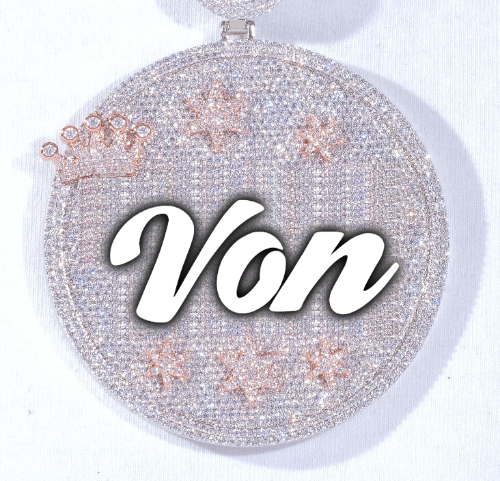CUSTOM LETTER NECKLACE 3D BIG CROWN DISC